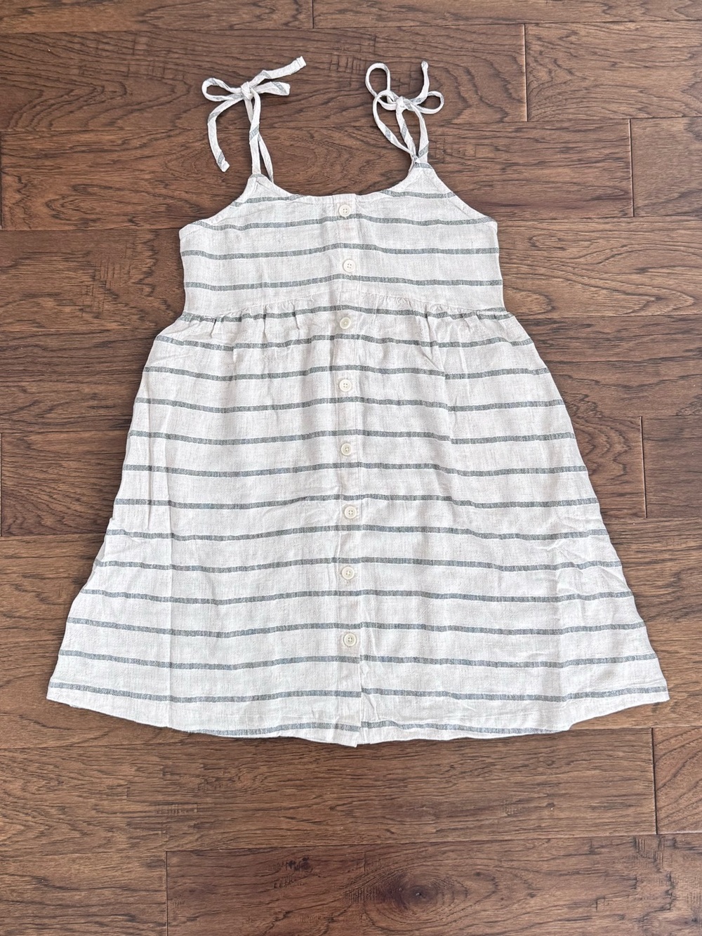 NWOT UpWest White Striped Tie-Shoulder Mini Dress with Pockets